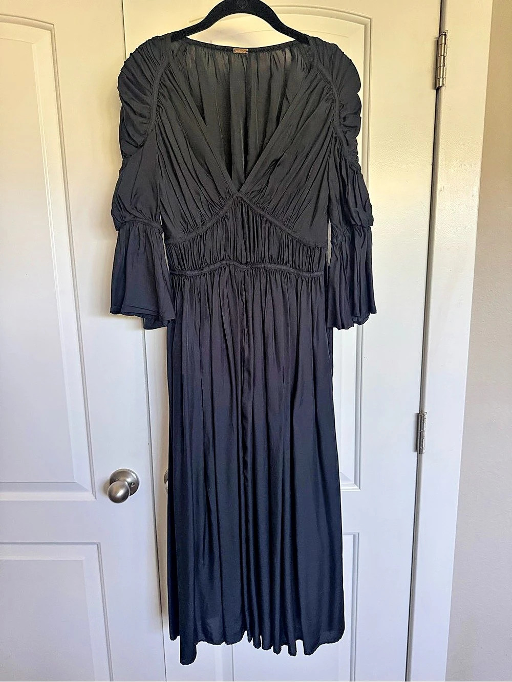 Cult Gaia Black Silk Blend Midi Dress Size XS